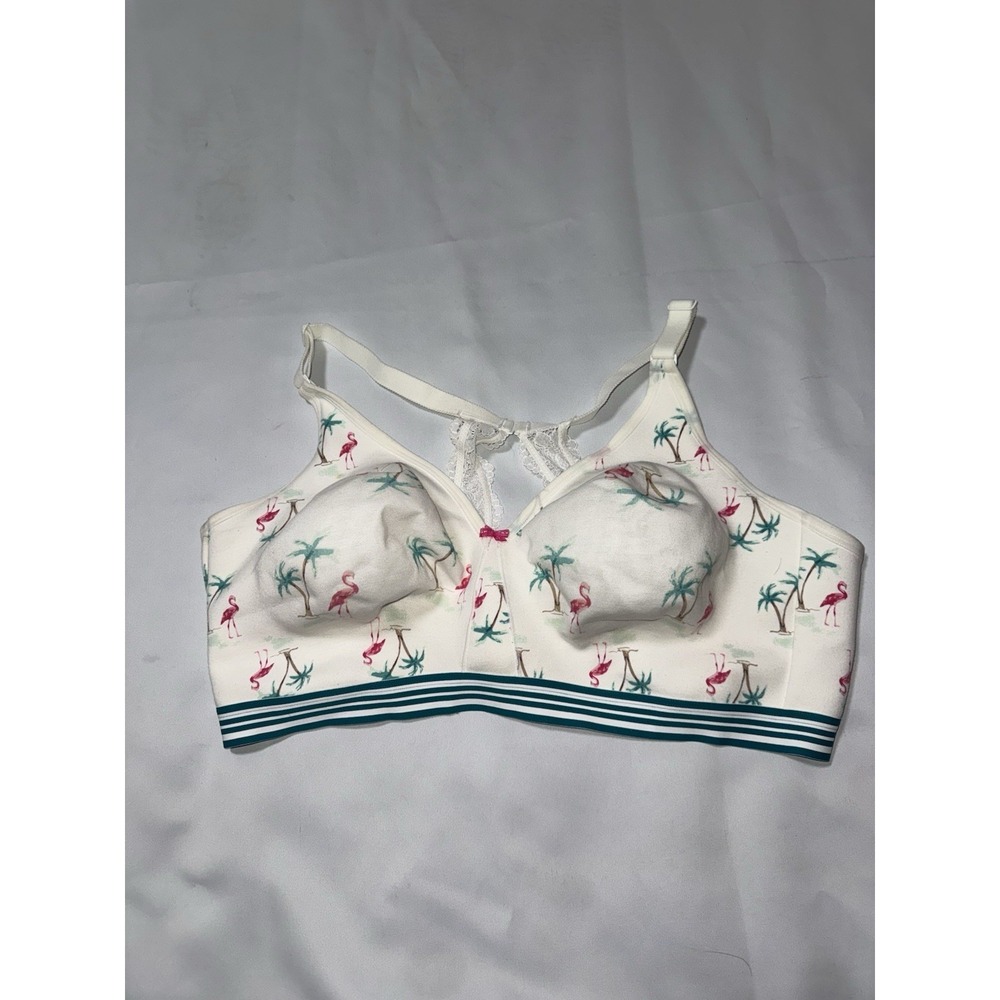 CACIQUE LANE BRYANT  Stretch lace bralette‎ / racerback / 46DDD / FLAMINGOS